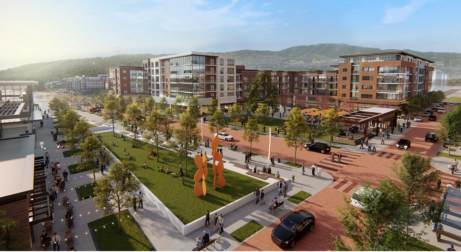 Aerial view of the Town Square.