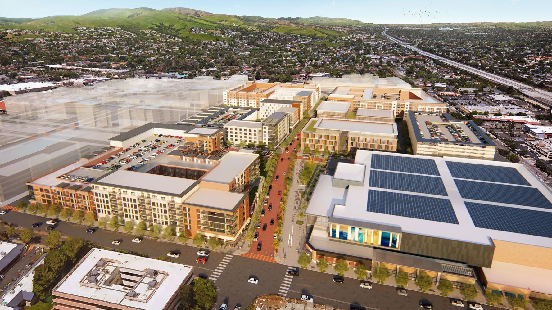 Aerial View looking north up the extension of Golden Gate Drive from Dublin Blvd.